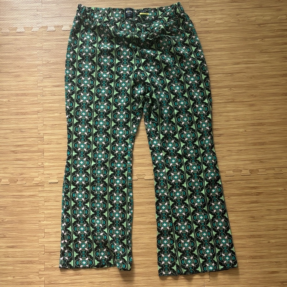 Anthropologie Maeve Sabine Green Patterned Pants XL